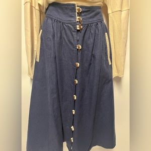 IMAGE ALINE LUXE EUROPEAN VTG BURLAP HORN & LOOP MIDI SKIRT